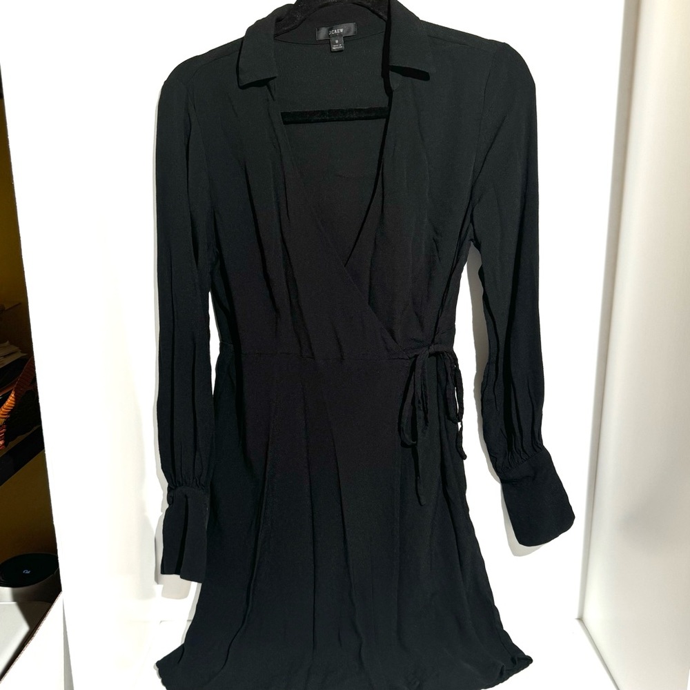 J.crew black wrap mini dress with sleeves
